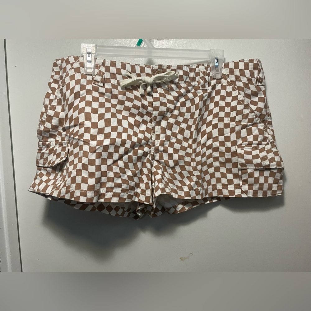 Trendy Checkered Cargo Shorts for Women